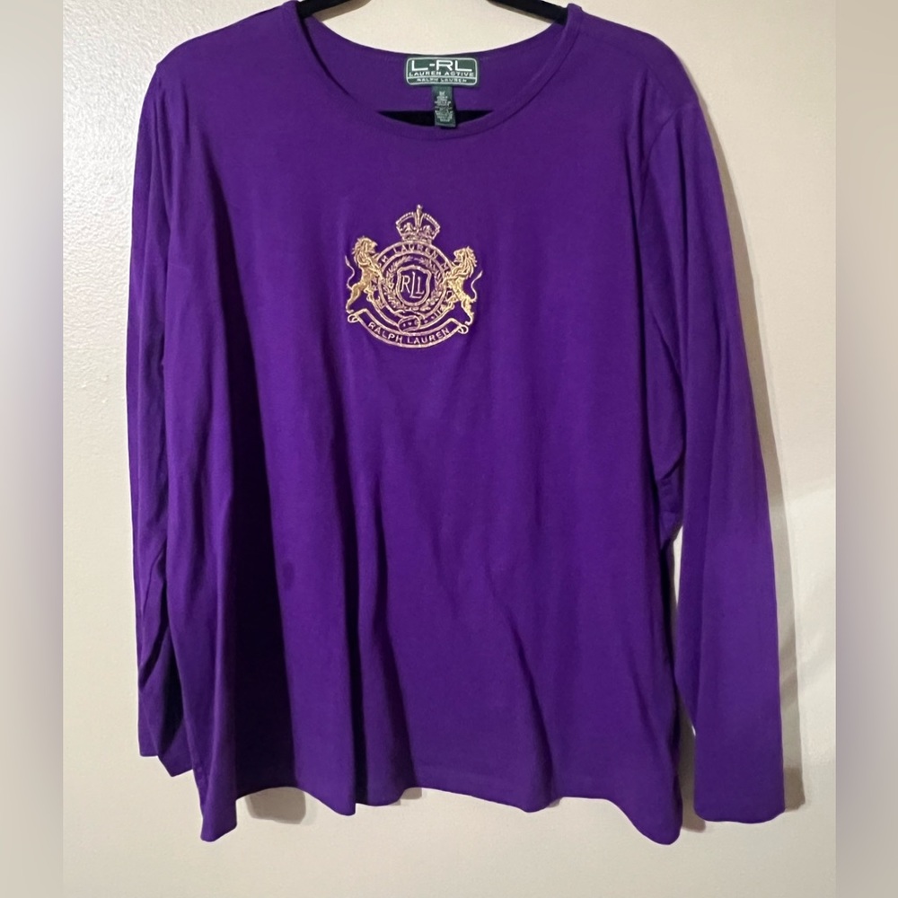 Ralph Lauren Purple Shirt 3x with Gold beading